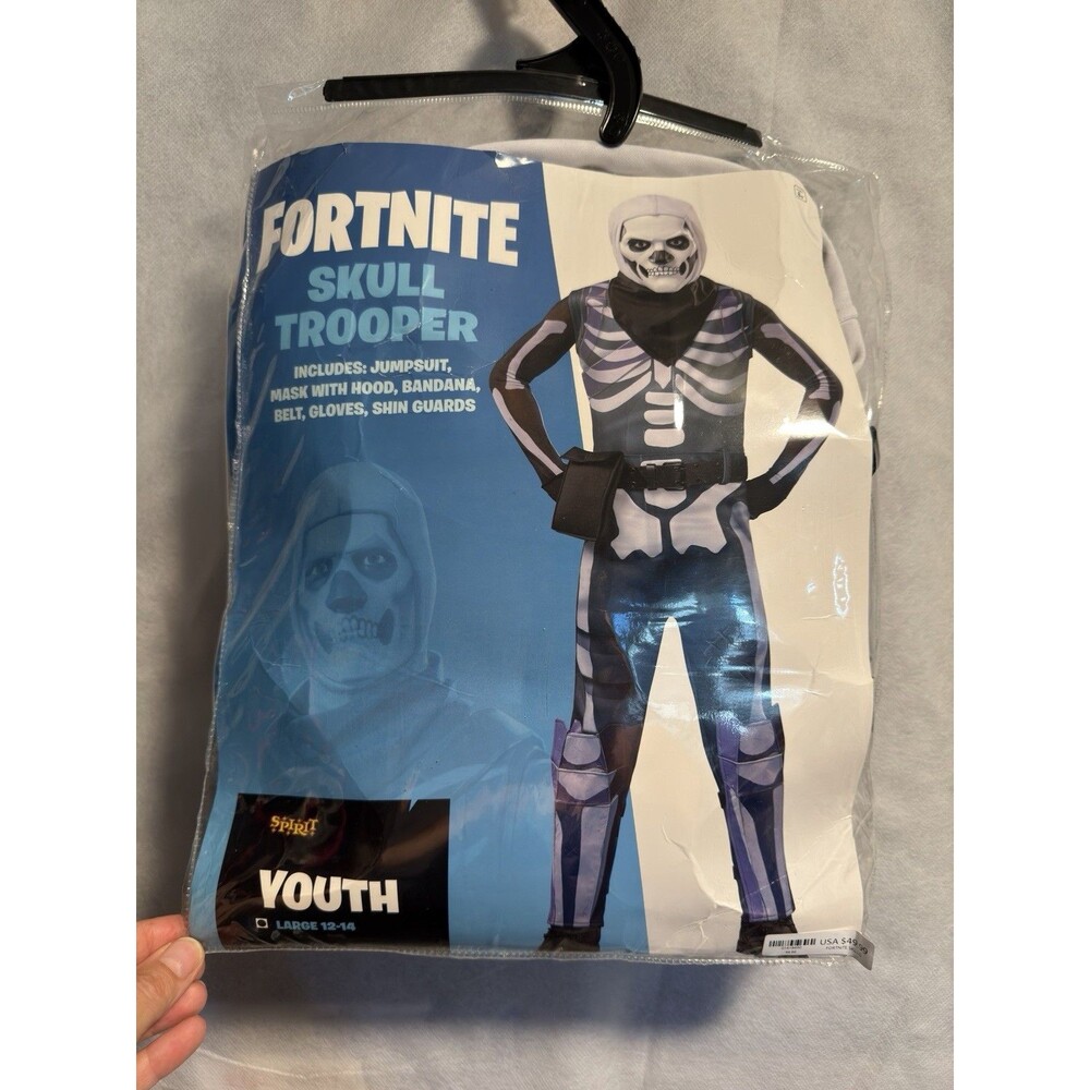 Spirit Halloween Fortnite Skull Trooper Youth Costume Complete Outfit, L 12-14